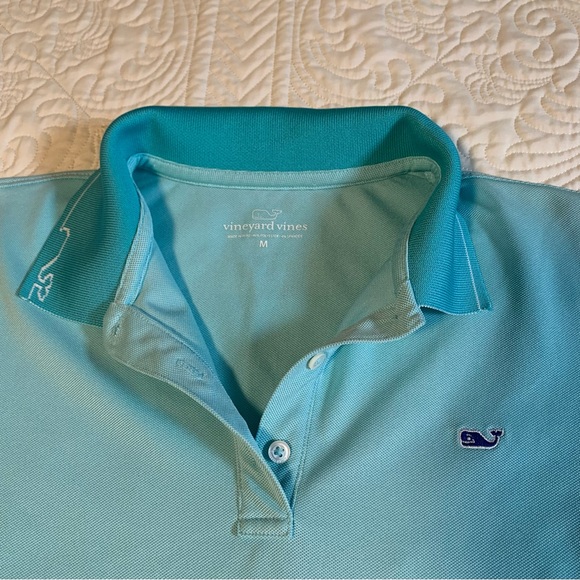 Vineyard vines medium women’s blue teal polo tshirt tee short sleeve - Picture 3 of 5